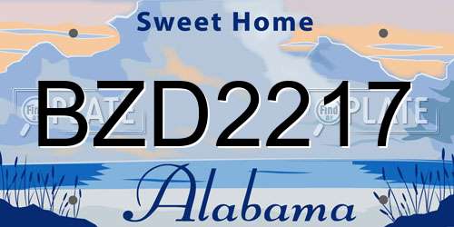 BZD2217 Alabama License Plate