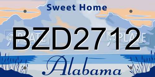 BZD2712 Alabama License Plate