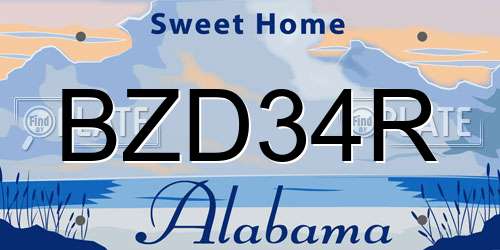 BZD34R Alabama License Plate