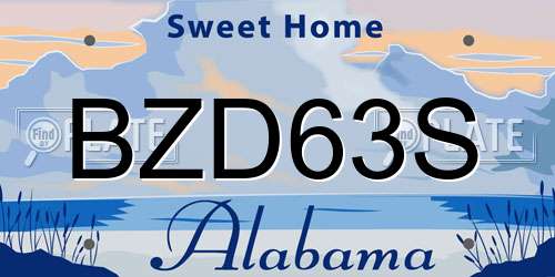 BZD63S Alabama License Plate