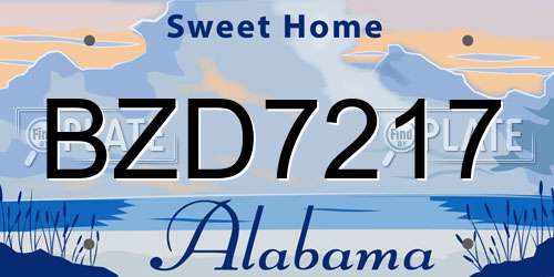 BZD7217 Alabama License Plate