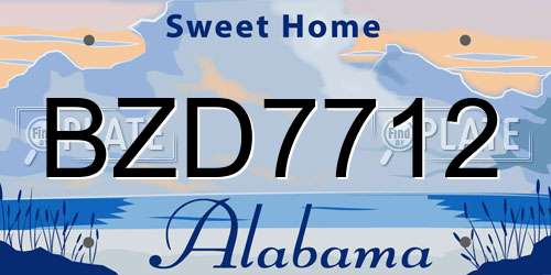 BZD7712 Alabama License Plate