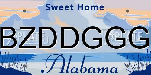 BZDDGGG Alabama License Plate