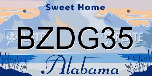 BZDG35 Alabama License Plate