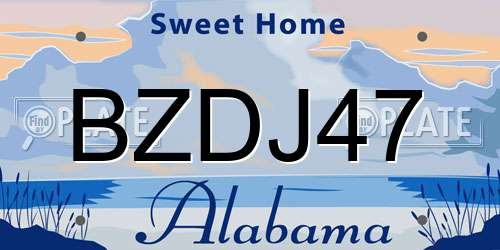 BZDJ47 Alabama License Plate