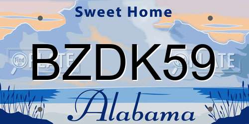BZDK59 Alabama License Plate