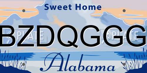 BZDQGGG Alabama License Plate