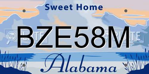 BZE58M Alabama License Plate