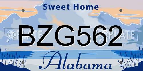 BZG562 Alabama License Plate
