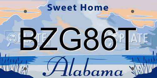 BZG86T Alabama License Plate