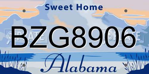 BZG8906 Alabama License Plate