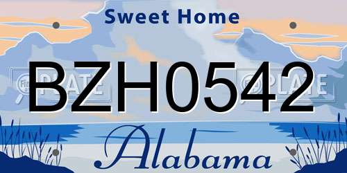 BZH0542 Alabama License Plate