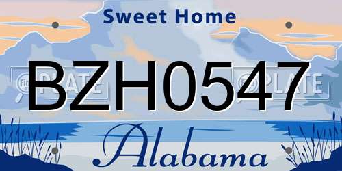 BZH0547 Alabama License Plate
