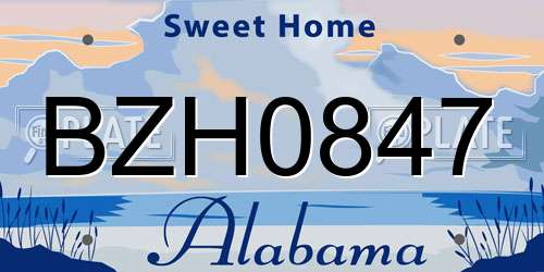 BZH0847 Alabama License Plate