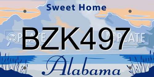 BZK497 Alabama License Plate