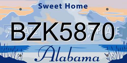 BZK5870 Alabama License Plate