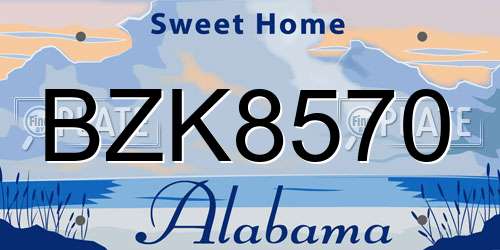 BZK8570 Alabama License Plate