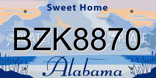 BZK8870 Alabama License Plate