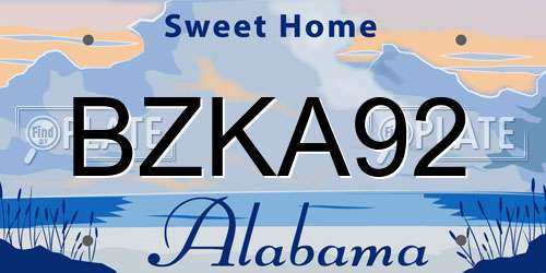 BZKA92 Alabama License Plate