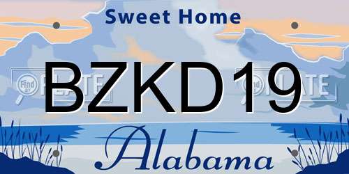 BZKD19 Alabama License Plate