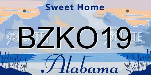 BZKO19 Alabama License Plate