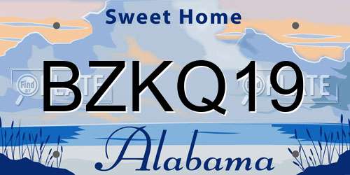 BZKQ19 Alabama License Plate