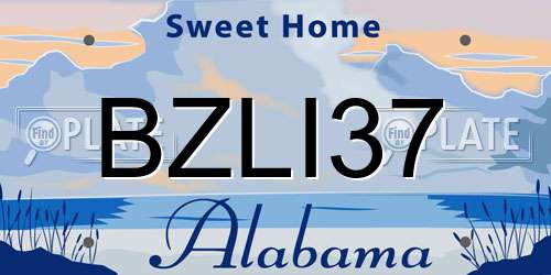 BZLI37 Alabama License Plate