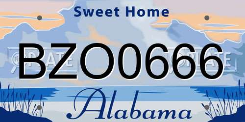 BZO0666 Alabama License Plate