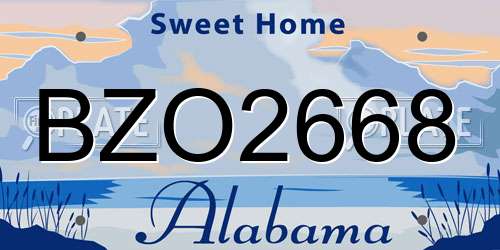 BZO2668 Alabama License Plate
