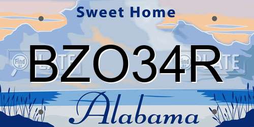 BZO34R Alabama License Plate
