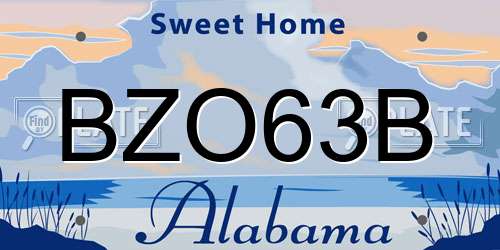 BZO63B Alabama License Plate
