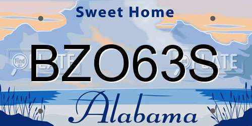 BZO63S Alabama License Plate