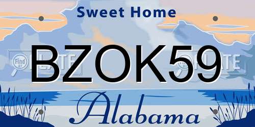 BZOK59 Alabama License Plate