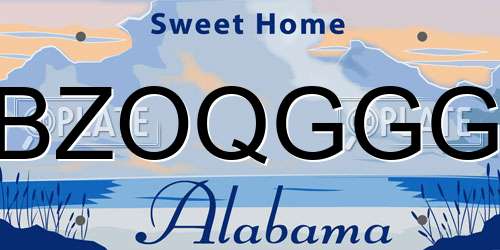 BZOQGGG Alabama License Plate