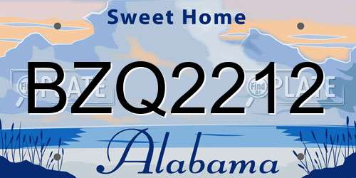 BZQ2212 Alabama License Plate