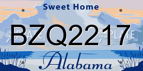 BZQ2217 Alabama License Plate