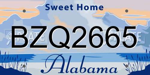 BZQ2665 Alabama License Plate