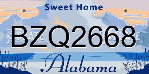 BZQ2668 Alabama License Plate