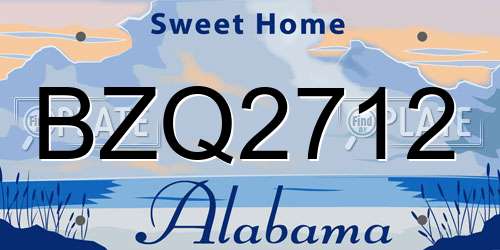 BZQ2712 Alabama License Plate