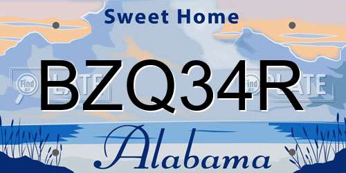 BZQ34R Alabama License Plate