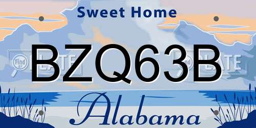 BZQ63B Alabama License Plate