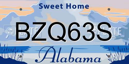 BZQ63S Alabama License Plate