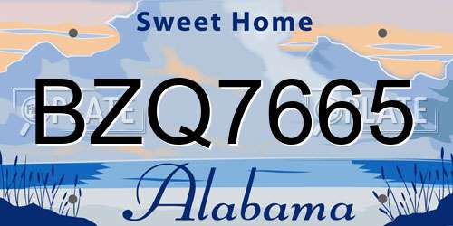 BZQ7665 Alabama License Plate