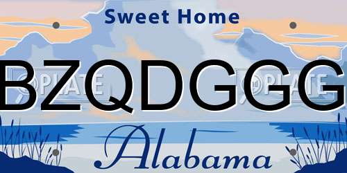 BZQDGGG Alabama License Plate