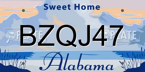 BZQJ47 Alabama License Plate
