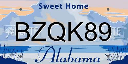 BZQK89 Alabama License Plate