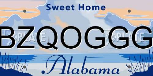 BZQOGGG Alabama License Plate
