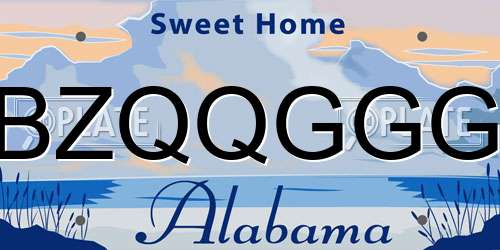 BZQQGGG Alabama License Plate