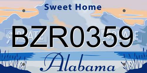 BZR0359 Alabama License Plate