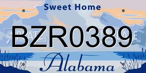 BZR0389 Alabama License Plate